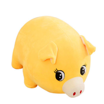 el cerdo amarillo rosado del poliéster de los 30cm rellenó la almohada grande del sueño del animal doméstico de los juguetes de la felpa
