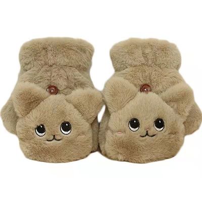Los estudiantes escriben en finger precioso Flip Housework Plush Glove del invierno el medio