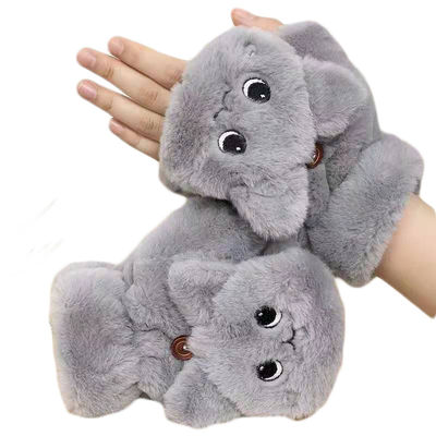 Los estudiantes escriben en finger precioso Flip Housework Plush Glove del invierno el medio