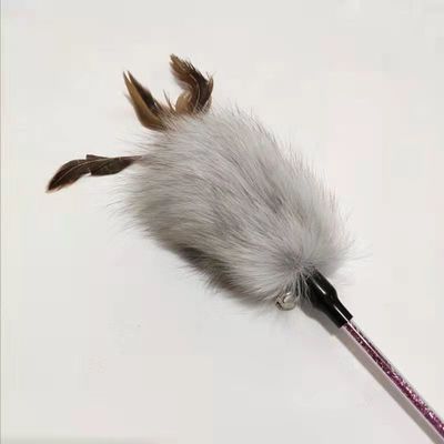 Felpa de tomadura de pelo Cat Toy Fox Feather Plush Teasing Cat Stick With Handle del animal doméstico
