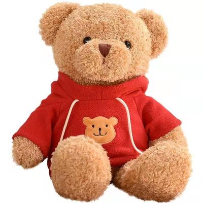 almohada linda roja el dormir de Teddy Bear Plush Toys Girl de la sudadera con capucha de los 30cm pequeña