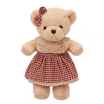 OEM mimoso rojo de Teddy Bear Soft Toy Bear los 30cm de la falda de tela escocesa