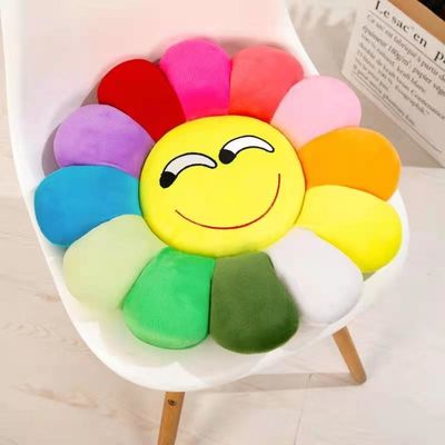 los juguetes rellenos girasol colorido de la felpa de los 35*35cm soportan el amortiguador de la silla de la oficina