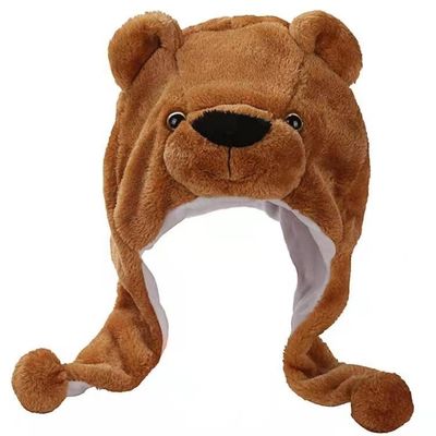 Sombrero del oso de la felpa del tocado de los niños animales mullidos del sombrero del funcionamiento de la guardería
