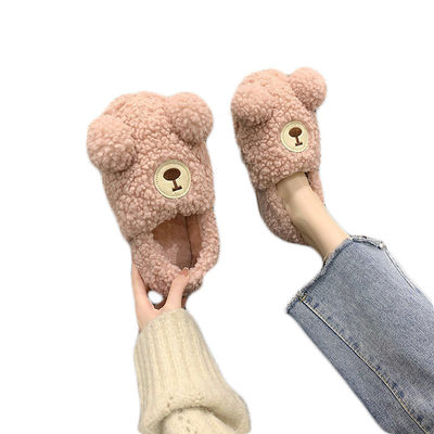 Deslizadores calientes del peluche del cordero de la historieta de la felpa para la decoración del hogar de la felpa de los adultos
