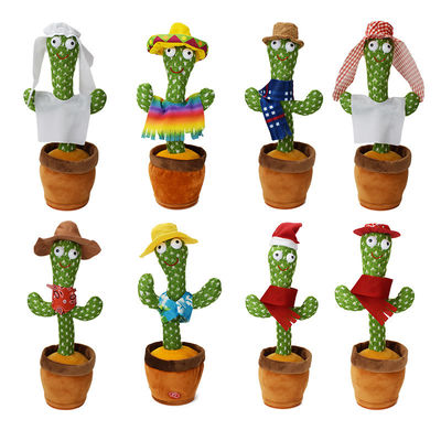 Baile luminoso y juguete eléctrico de la felpa del cactus que habla