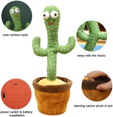 Baile luminoso y juguete eléctrico de la felpa del cactus que habla