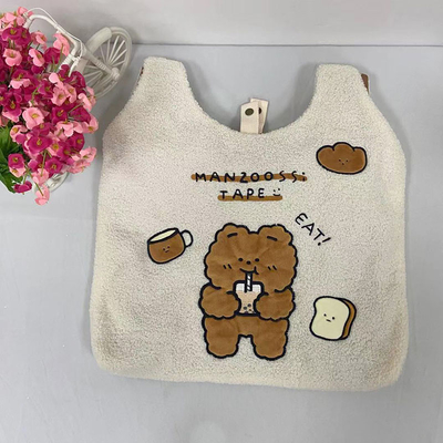 Capacidad grande linda del bolso los 42cm de la lona del oso simple de la felpa de la moda