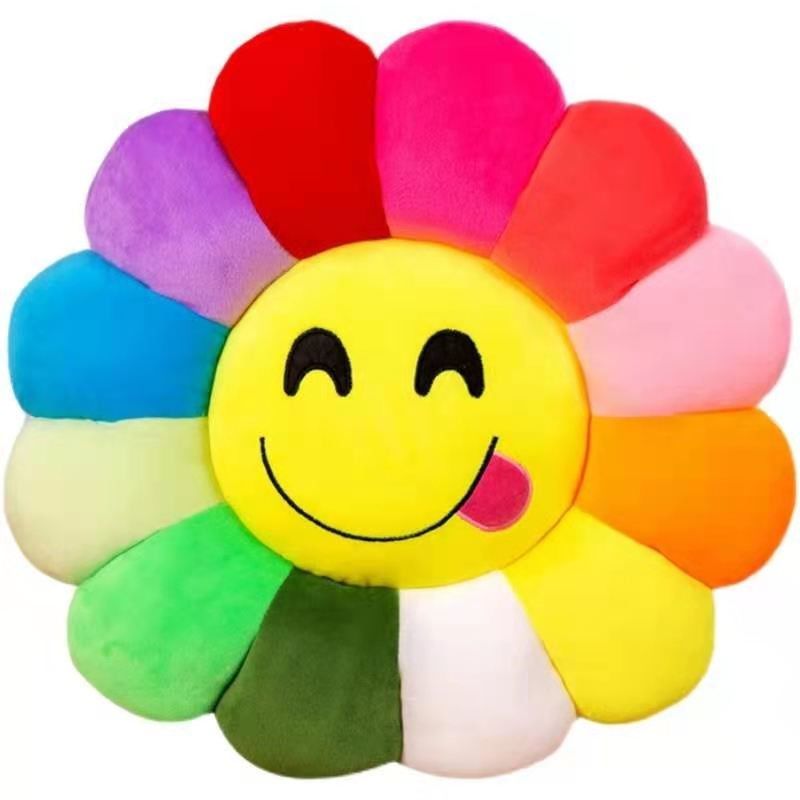 los juguetes rellenos girasol colorido de la felpa de los 35*35cm soportan el amortiguador de la silla de la oficina