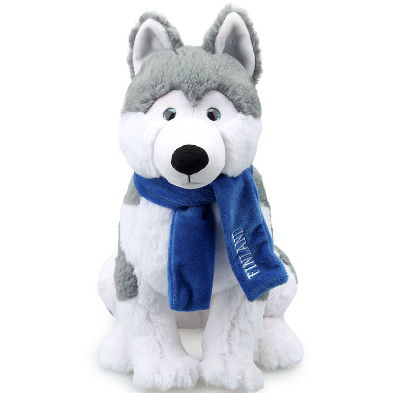 Simulación corta Husky Stuffed Toy With Scarf ISO9001 de la felpa