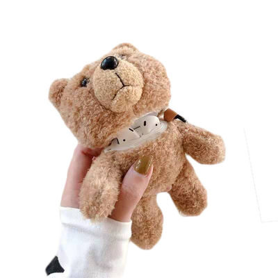 Felpa de la funda protectora de las auriculares de Teddy Bear Doll Apple Wireless