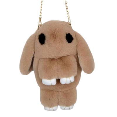 Mochila lanzada con una honda marrón clara Rex Rabbit Bunny Plush Bag del conejo de la felpa