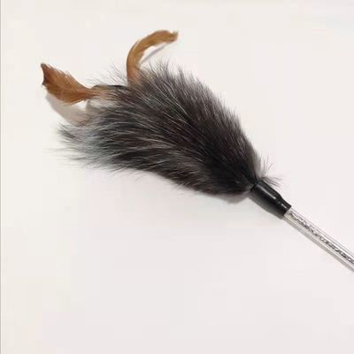 Felpa de tomadura de pelo Cat Toy Fox Feather Plush Teasing Cat Stick With Handle del animal doméstico