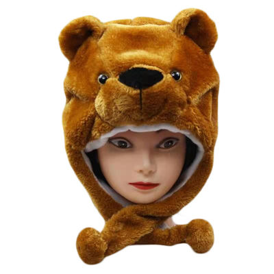 Sombrero del oso de la felpa del tocado de los niños animales mullidos del sombrero del funcionamiento de la guardería