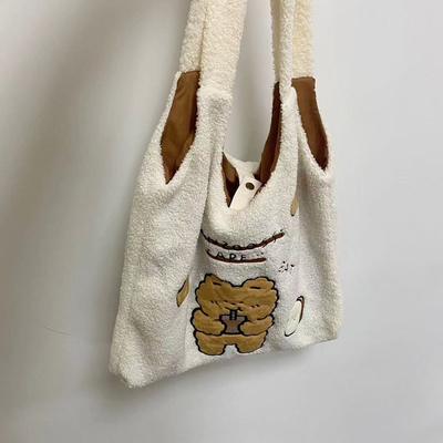 Capacidad grande linda del bolso los 42cm de la lona del oso simple de la felpa de la moda